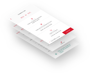 Booking management process Overlaid screens showing the different booking management steps in the app