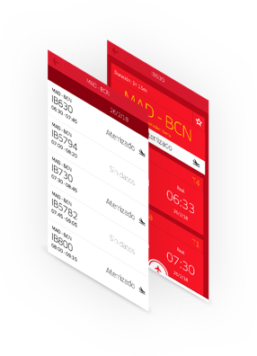 Flight status Phones showing the general and detailed status of flights